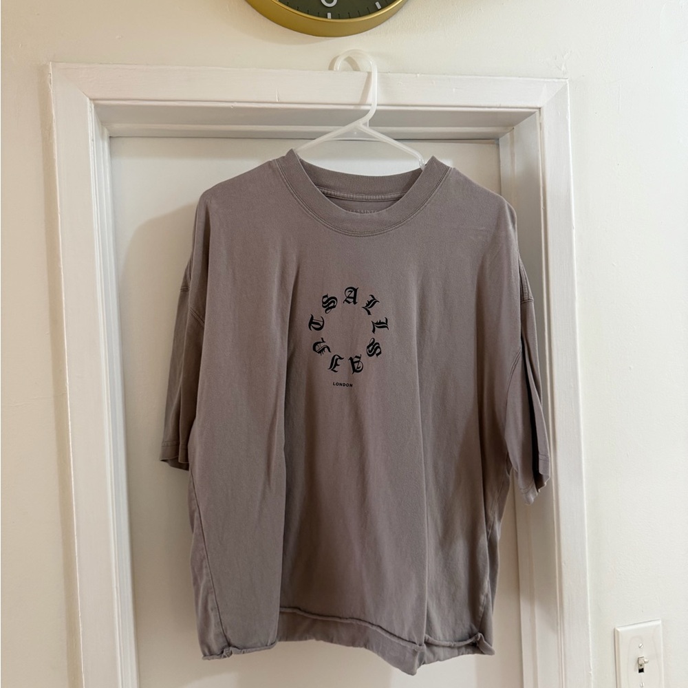 All Saints Taupe Crew Neck Tee